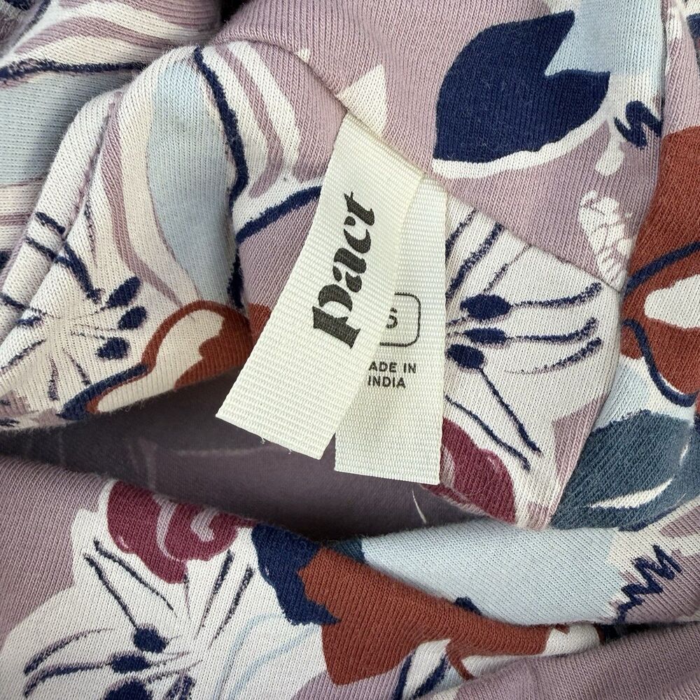 Pact Organic Cotton Fit & Flare Maxi Dress Small Fresh Flora Lavender Haze - Picture 6 of 11